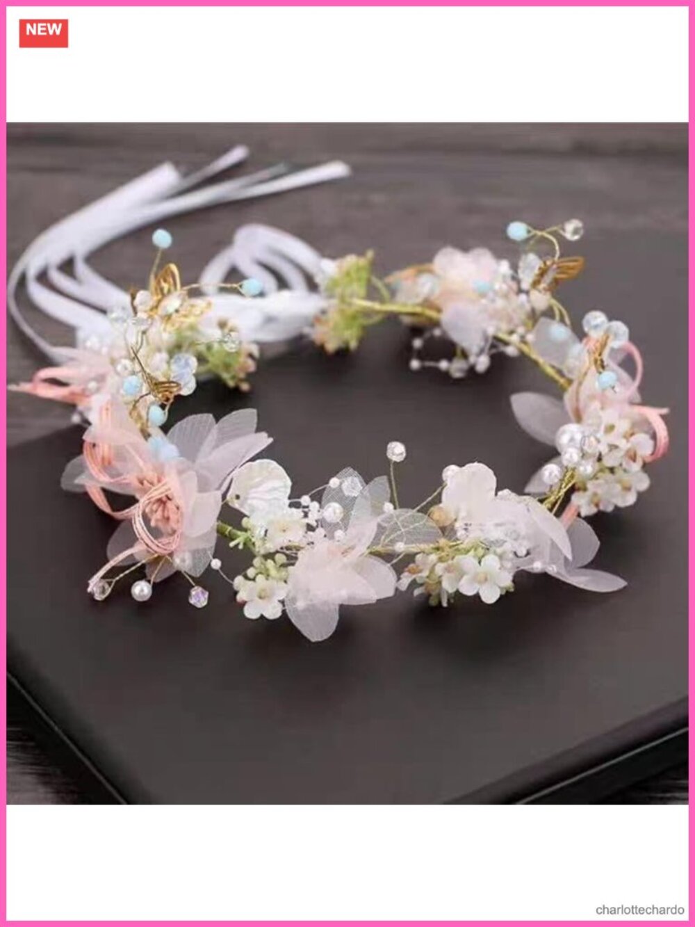 Chiffon Flower Butterfly Headband Fairy Crown Ribbon Tie Hair Accessory